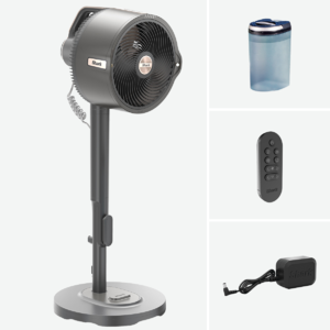 Ventilator portabil Shark FlexBreeze Pro Mist FA300EU, autonomie max 24 ore, putere 36W, sistem de pulverizare a apei cu rezervor detasabil, utilizare in interior/exterior, flux de aer pana la 20 m, culoare antracit